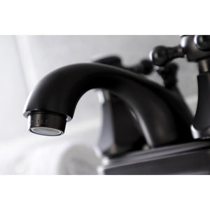 Metropolitan KB4605BX Two-Handle 3-Hole Deck Mount 4" Centerset Bathroom Faucet with Plastic Pop-Up, Oil Rubbed Bronze