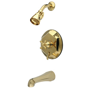 English Vintage KB46320BX Single-Handle 3-Hole Wall Mount Tub and Shower Faucet, Polished Brass