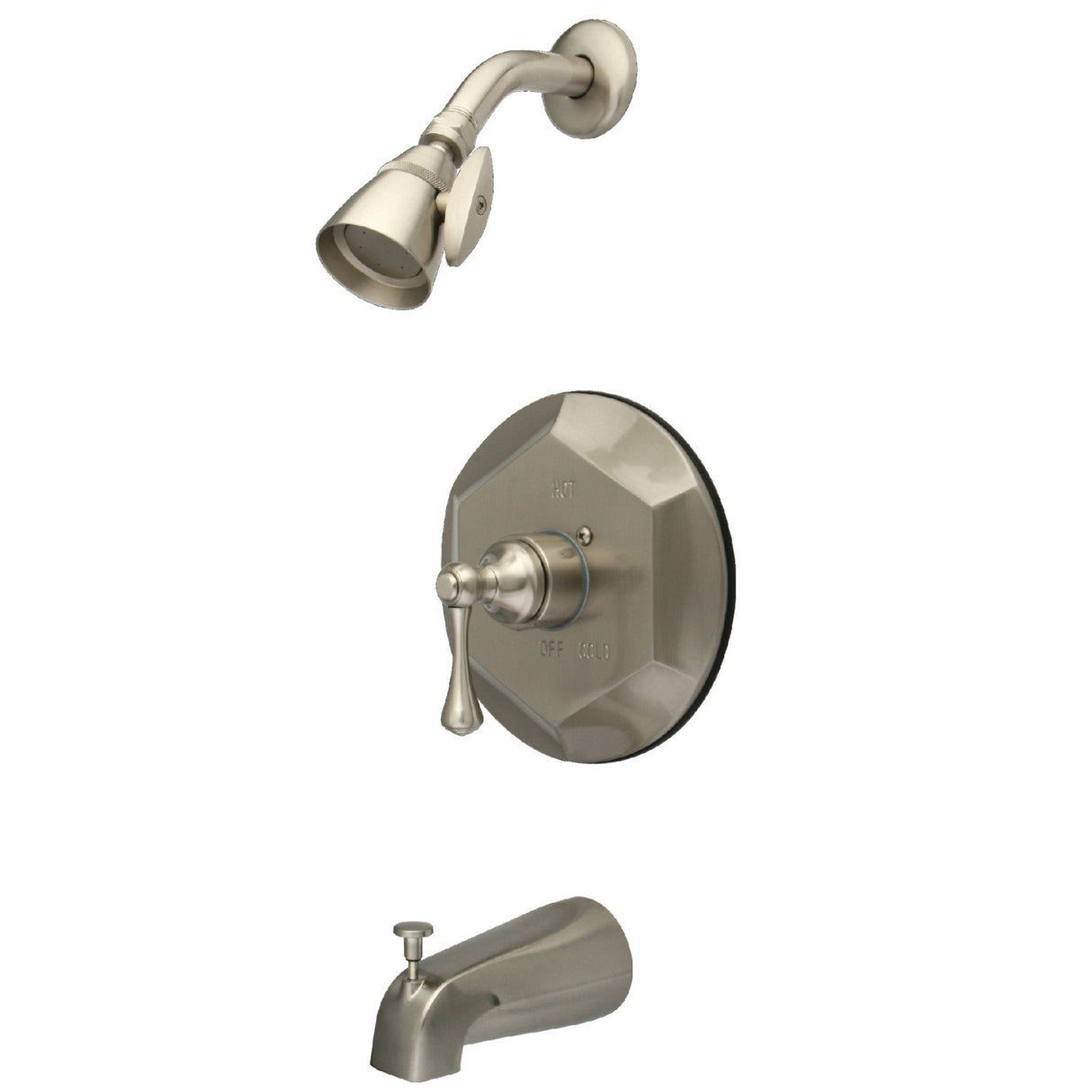 English Vintage KB4638BL Single-Handle 3-Hole Wall Mount Tub and Shower Faucet, Brushed Nickel