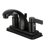 NuvoFusion KB4640NDL Two-Handle 3-Hole Deck Mount 4" Centerset Bathroom Faucet with Plastic Pop-Up, Matte Black