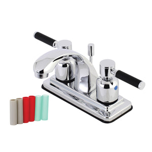 Kaiser KB4641DKL Two-Handle 3-Hole Deck Mount 4" Centerset Bathroom Faucet with Plastic Pop-Up, Polished Chrome
