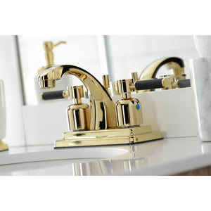 Kaiser KB4642DKL Two-Handle 3-Hole Deck Mount 4" Centerset Bathroom Faucet with Plastic Pop-Up, Polished Brass