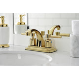 Concord KB4642DL Two-Handle 3-Hole Deck Mount 4" Centerset Bathroom Faucet with Plastic Pop-Up, Polished Brass