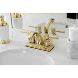 Concord KB4642DL Two-Handle 3-Hole Deck Mount 4" Centerset Bathroom Faucet with Plastic Pop-Up, Polished Brass