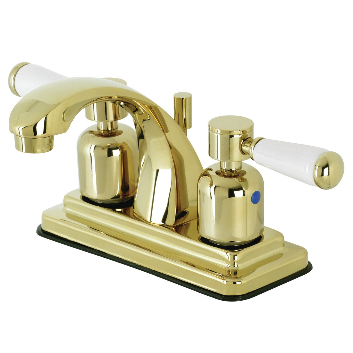 Paris KB4642DPL Two-Handle 3-Hole Deck Mount 4" Centerset Bathroom Faucet with Plastic Pop-Up, Polished Brass