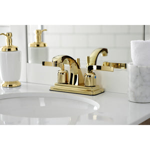 Centurion KB4642EFL Two-Handle 3-Hole Deck Mount 4" Centerset Bathroom Faucet with Plastic Pop-Up, Polished Brass