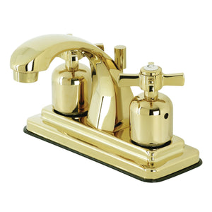 Millennium KB4642ZX Two-Handle 3-Hole Deck Mount 4" Centerset Bathroom Faucet with Plastic Pop-Up, Polished Brass