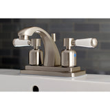 Paris KB4648DPL Two-Handle 3-Hole Deck Mount 4" Centerset Bathroom Faucet with Plastic Pop-Up, Brushed Nickel