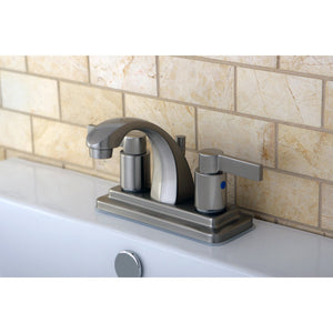 NuvoFusion KB4648NDL Two-Handle 3-Hole Deck Mount 4" Centerset Bathroom Faucet with Plastic Pop-Up, Brushed Nickel