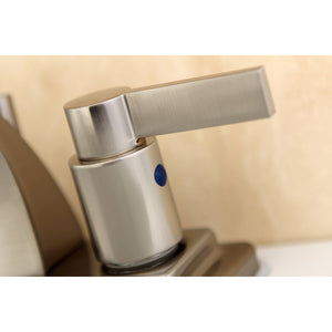 NuvoFusion KB4648NDL Two-Handle 3-Hole Deck Mount 4" Centerset Bathroom Faucet with Plastic Pop-Up, Brushed Nickel