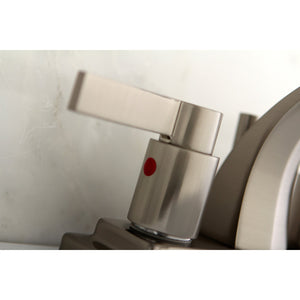 NuvoFusion KB4648NDL Two-Handle 3-Hole Deck Mount 4" Centerset Bathroom Faucet with Plastic Pop-Up, Brushed Nickel