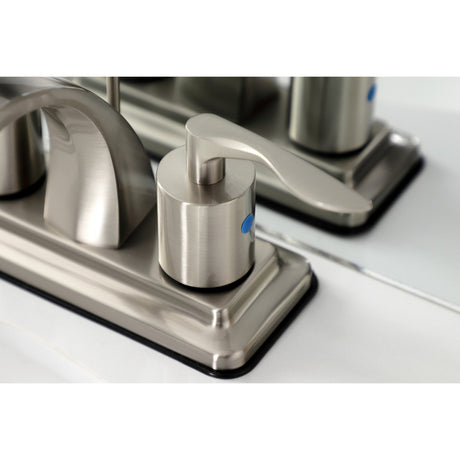 Serena KB4648SVL Two-Handle 3-Hole Deck Mount 4" Centerset Bathroom Faucet with Retail Pop-Up, Brushed Nickel