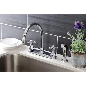 Metropolitan KB4721BXSP Two-Handle 4-Hole Deck Mount 8" Centerset Kitchen Faucet with Side Sprayer, Polished Chrome