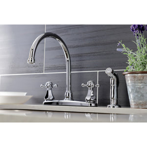 Metropolitan KB4721BXSP Two-Handle 4-Hole Deck Mount 8" Centerset Kitchen Faucet with Side Sprayer, Polished Chrome