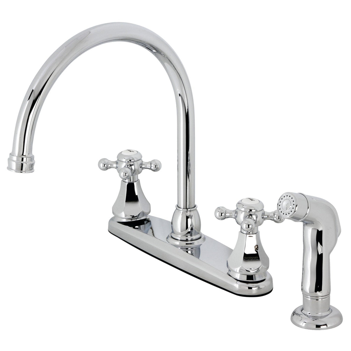 Metropolitan KB4721BXSP Two-Handle 4-Hole Deck Mount 8" Centerset Kitchen Faucet with Side Sprayer, Polished Chrome