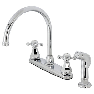 Metropolitan KB4721BXSP Two-Handle 4-Hole Deck Mount 8" Centerset Kitchen Faucet with Side Sprayer, Polished Chrome