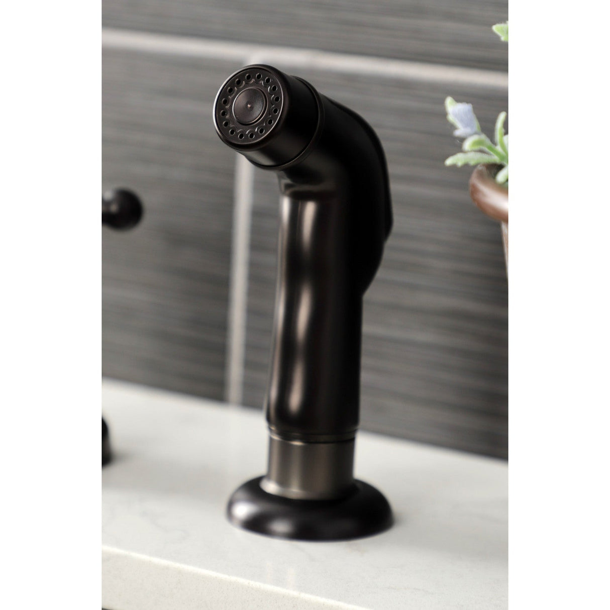 Metropolitan KB4725BXSP Two-Handle 4-Hole Deck Mount 8" Centerset Kitchen Faucet with Side Sprayer, Oil Rubbed Bronze