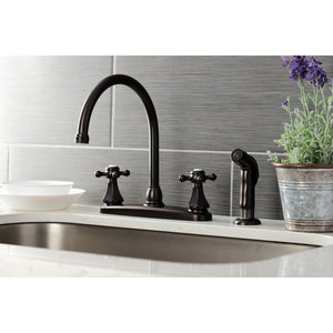 Metropolitan KB4725BXSP Two-Handle 4-Hole Deck Mount 8" Centerset Kitchen Faucet with Side Sprayer, Oil Rubbed Bronze
