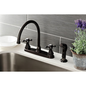 Metropolitan KB4725BXSP Two-Handle 4-Hole Deck Mount 8" Centerset Kitchen Faucet with Side Sprayer, Oil Rubbed Bronze