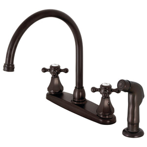 Metropolitan KB4725BXSP Two-Handle 4-Hole Deck Mount 8" Centerset Kitchen Faucet with Side Sprayer, Oil Rubbed Bronze