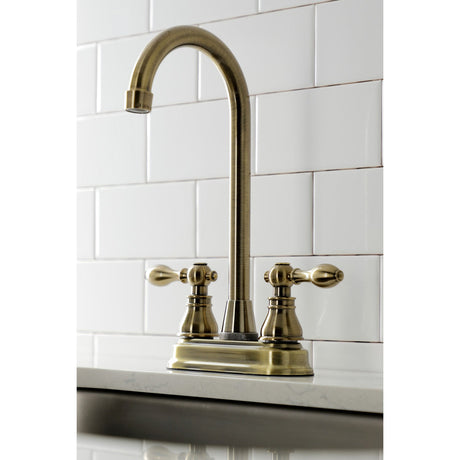 American Classic KB493ACL Two-Handle 2-Hole Deck Mount Bar Faucet, Antique Brass