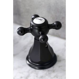 Metropolitan KB4980BX Two-Handle 3-Hole Deck Mount Widespread Bathroom Faucet with Plastic Pop-Up, Matte Black