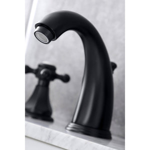 Metropolitan KB4980BX Two-Handle 3-Hole Deck Mount Widespread Bathroom Faucet with Plastic Pop-Up, Matte Black