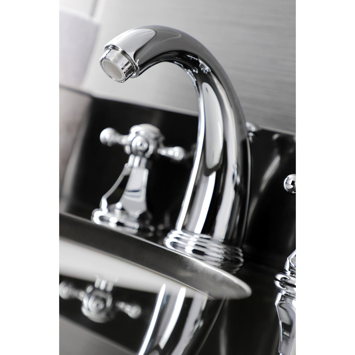 Metropolitan KB4981BX Two-Handle 3-Hole Deck Mount Widespread Bathroom Faucet with Plastic Pop-Up, Polished Chrome