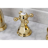 Metropolitan KB4982BX Two-Handle 3-Hole Deck Mount Widespread Bathroom Faucet with Plastic Pop-Up, Polished Brass