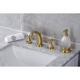 Metropolitan KB4982BX Two-Handle 3-Hole Deck Mount Widespread Bathroom Faucet with Plastic Pop-Up, Polished Brass