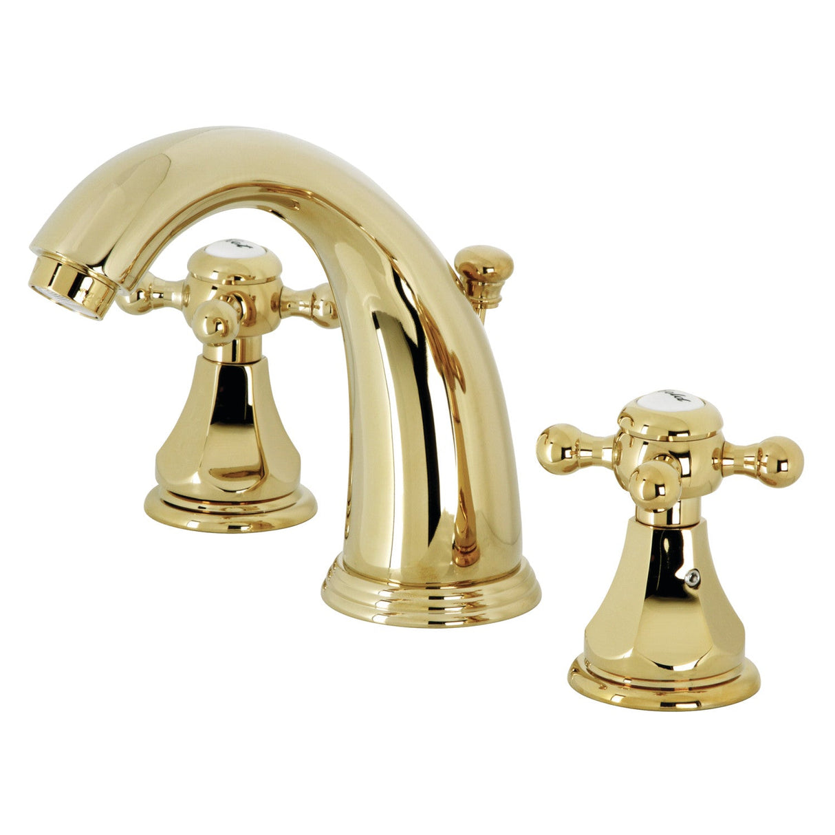 Metropolitan KB4982BX Two-Handle 3-Hole Deck Mount Widespread Bathroom Faucet with Plastic Pop-Up, Polished Brass