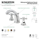 Metropolitan KB4988BX Two-Handle 3-Hole Deck Mount Widespread Bathroom Faucet with Plastic Pop-Up, Brushed Nickel