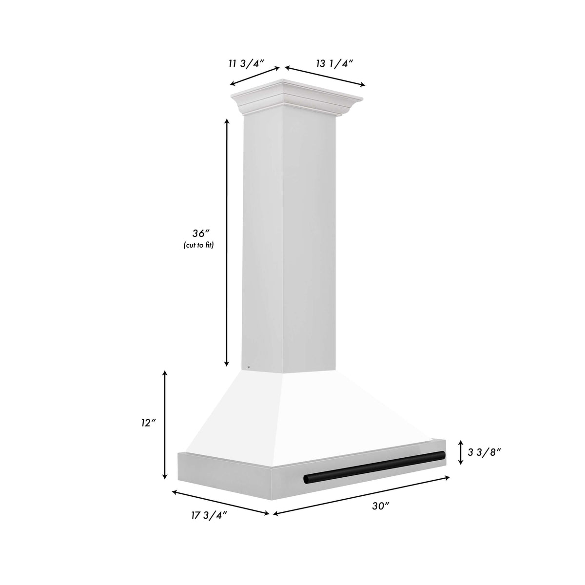 ZLINE Autograph Edition 30 in. Stainless Steel Range Hood with White Matte Shell and Accents (KB4STZ-WM30)