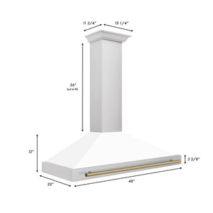 ZLINE Autograph Edition 48 in. Stainless Steel Range Hood with White Matte Shell and Accents (KB4STZ-WM48)