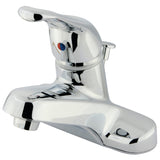 Wyndham KB511 Single-Handle 3-Hole Deck Mount 4" Centerset Bathroom Faucet with Plastic Pop-Up, Polished Chrome