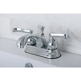 Royale KB5601FL Two-Handle 3-Hole Deck Mount 4" Centerset Bathroom Faucet with Plastic Pop-Up, Polished Chrome