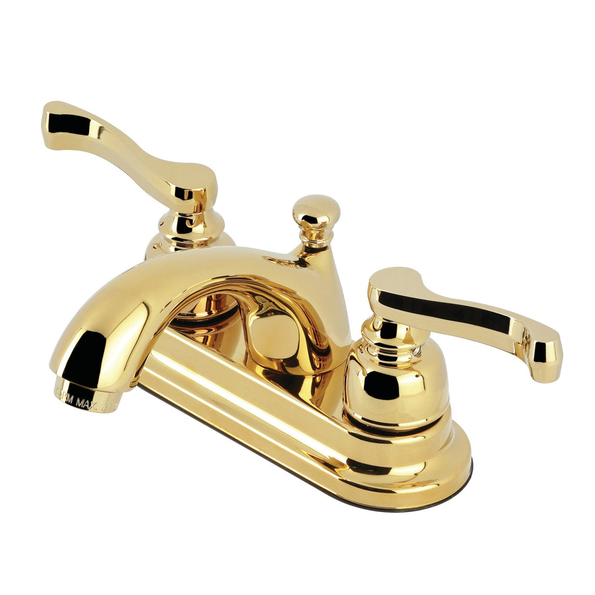 Royale KB5602FL Two-Handle 3-Hole Deck Mount 4" Centerset Bathroom Faucet with Plastic Pop-Up, Polished Brass