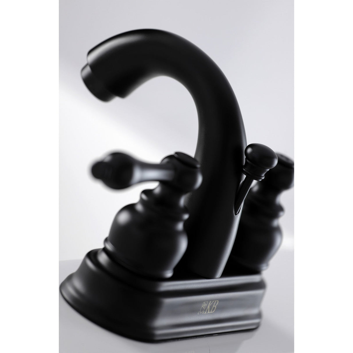 Restoration KB5610AL Two-Handle 3-Hole Deck Mount 4" Centerset Bathroom Faucet with Plastic Pop-Up, Matte Black