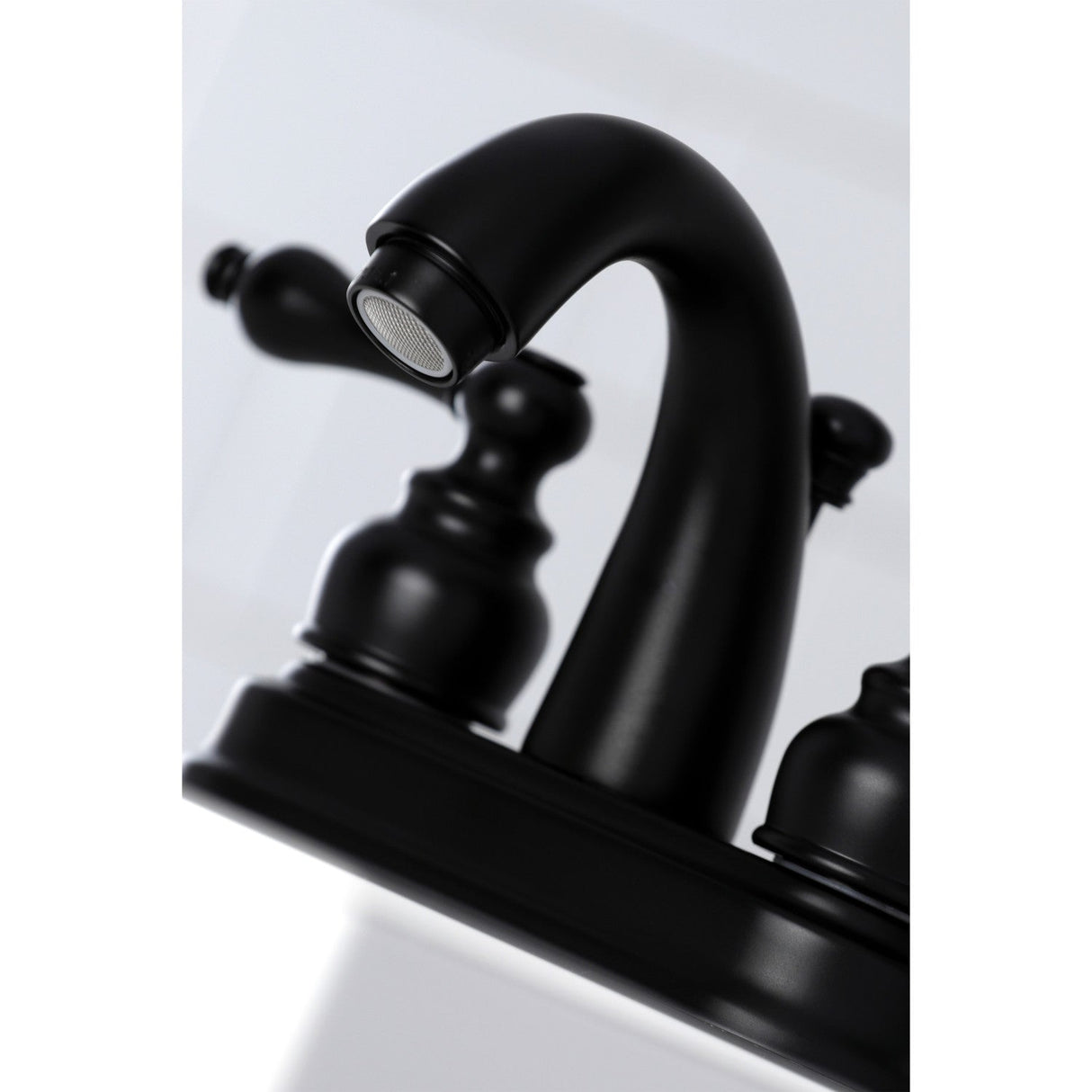 Restoration KB5610AL Two-Handle 3-Hole Deck Mount 4" Centerset Bathroom Faucet with Plastic Pop-Up, Matte Black