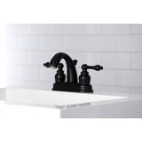 Restoration KB5610AL Two-Handle 3-Hole Deck Mount 4" Centerset Bathroom Faucet with Plastic Pop-Up, Matte Black