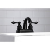 Restoration KB5610AL Two-Handle 3-Hole Deck Mount 4" Centerset Bathroom Faucet with Plastic Pop-Up, Matte Black