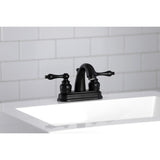 Restoration KB5610AL Two-Handle 3-Hole Deck Mount 4" Centerset Bathroom Faucet with Plastic Pop-Up, Matte Black