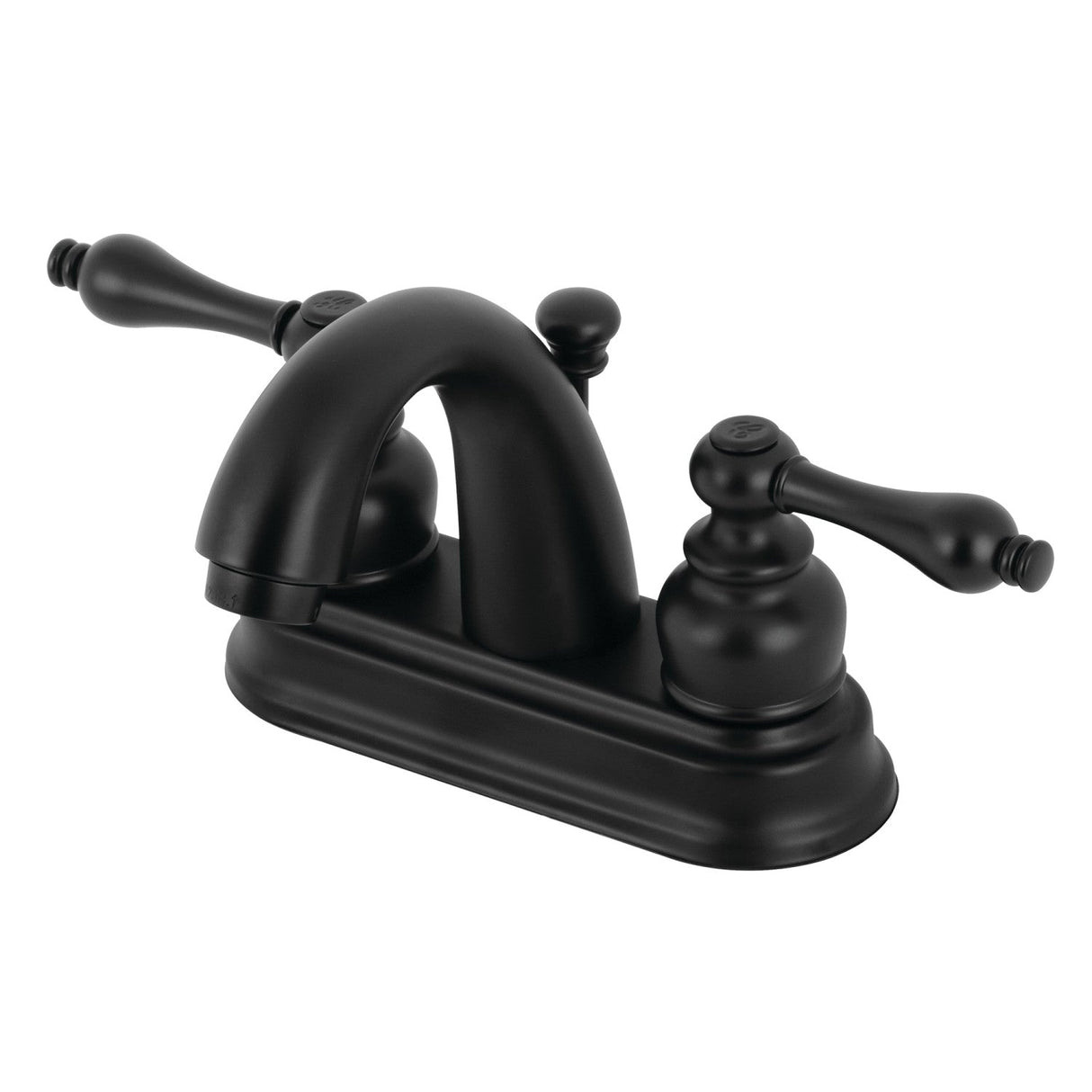 Restoration KB5610AL Two-Handle 3-Hole Deck Mount 4" Centerset Bathroom Faucet with Plastic Pop-Up, Matte Black