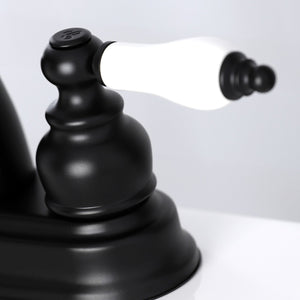 Restoration KB5610PL Two-Handle 3-Hole Deck Mount 4" Centerset Bathroom Faucet, Matte Black