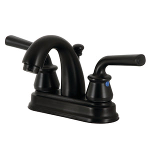 Restoration KB5610RXL Two-Handle 3-Hole Deck Mount 4" Centerset Bathroom Faucet with Plastic Pop-Up, Matte Black