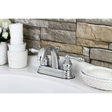Restoration KB5611AL Two-Handle 3-Hole Deck Mount 4" Centerset Bathroom Faucet with Plastic Pop-Up, Polished Chrome
