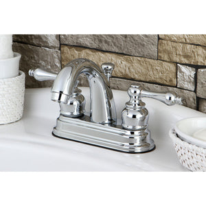 Restoration KB5611AL Two-Handle 3-Hole Deck Mount 4" Centerset Bathroom Faucet with Plastic Pop-Up, Polished Chrome