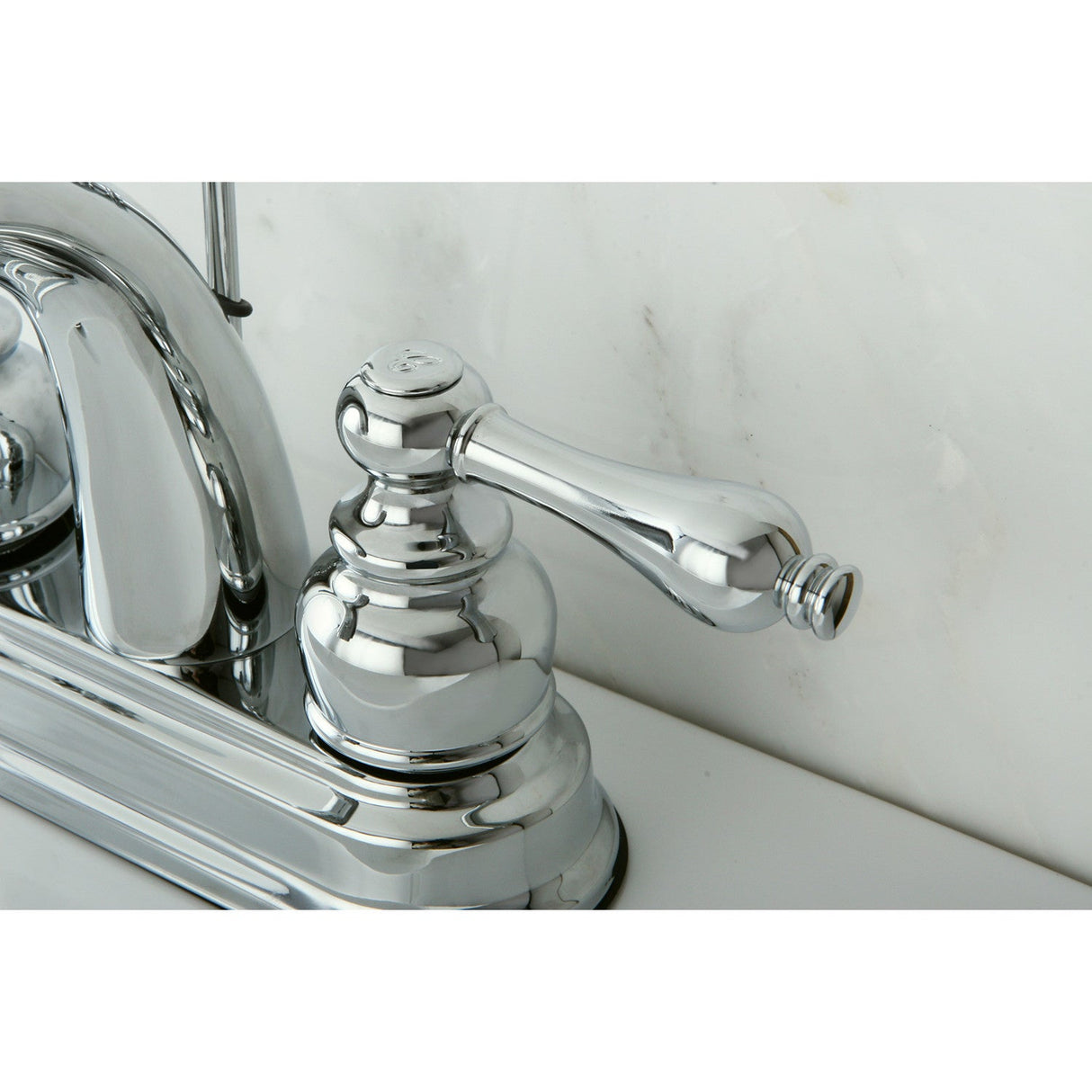 Restoration KB5611AL Two-Handle 3-Hole Deck Mount 4" Centerset Bathroom Faucet with Plastic Pop-Up, Polished Chrome