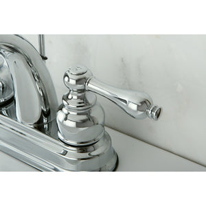 Restoration KB5611AL Two-Handle 3-Hole Deck Mount 4" Centerset Bathroom Faucet with Plastic Pop-Up, Polished Chrome