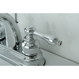 Restoration KB5611AL Two-Handle 3-Hole Deck Mount 4" Centerset Bathroom Faucet with Plastic Pop-Up, Polished Chrome